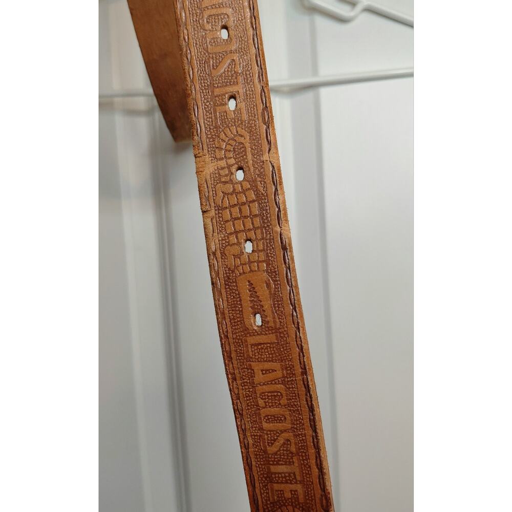 Vintage Lacoste Tooled Leather Western Belt Brown Croc Embossed Silver Buckle 38 - Picture 12 of 16